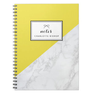 Marbre blanc moderne Jaune Carnet personnalisé