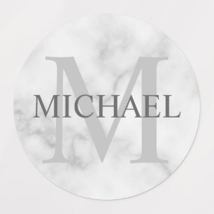 Marbre blanc Monogramme personnalisé et Étiquettes