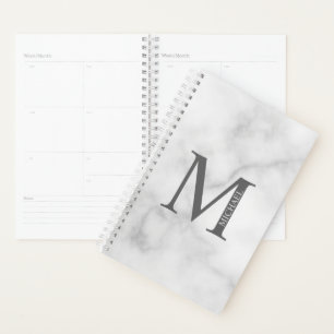 Marbre blanc Monogramme personnalisé et nom