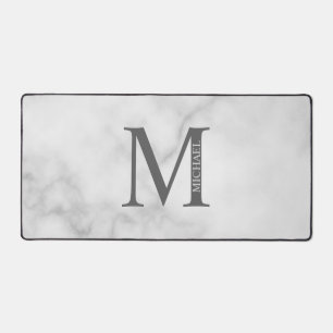Marbre blanc Monogramme personnalisé et nom