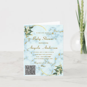 Marbre blanc QR Code bébé fille douche Invitation