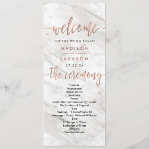 Marbre blanc & Rose Gold Elegant Wedding Programme