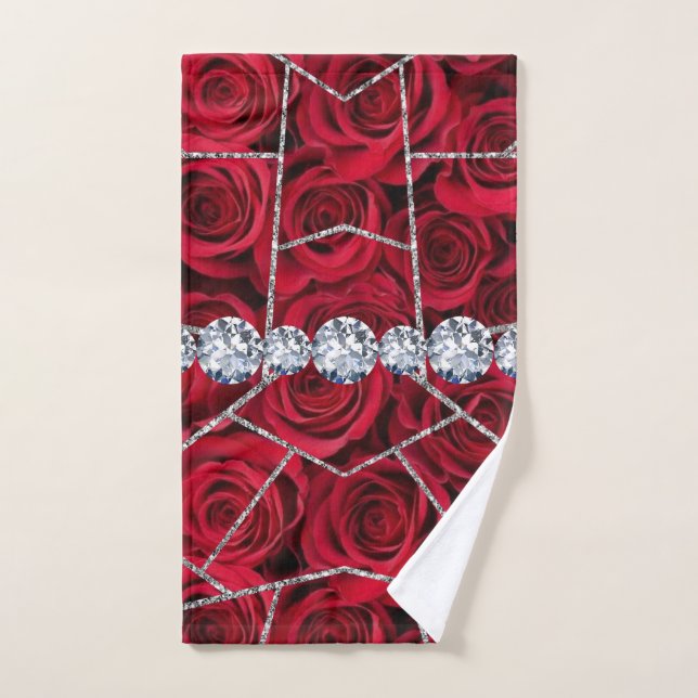 Marbre blanc Rose noir Parties scintillant (Serviette à main)