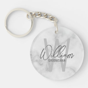 Marbre blanc Script moderne Groomsmen personnalisé