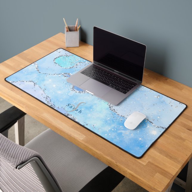 Marbre bleu de luxe et Parties scintillant d'argen (Bureau 2)