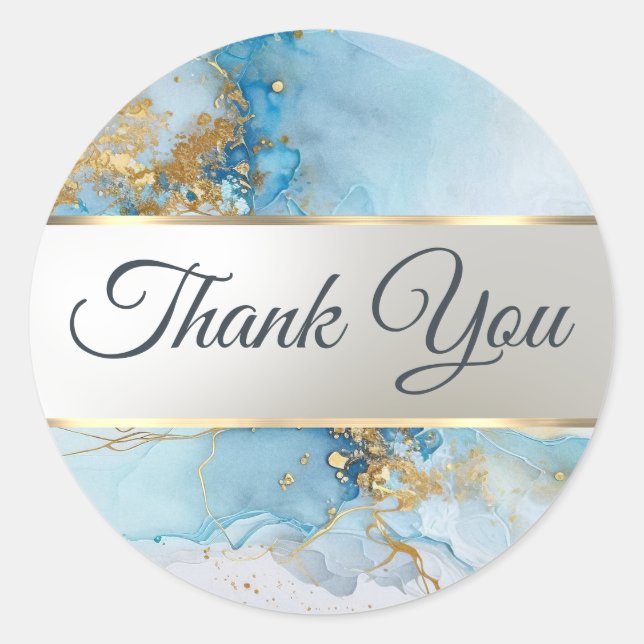 marbre bleu rose merci sticker (Devant)