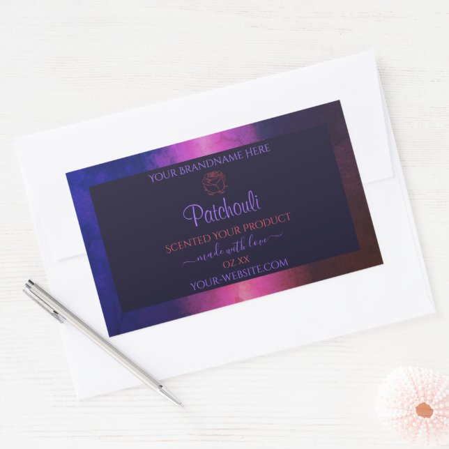 Marbre bleu rose violet Étiquette de produit Fleur (Enveloppe)