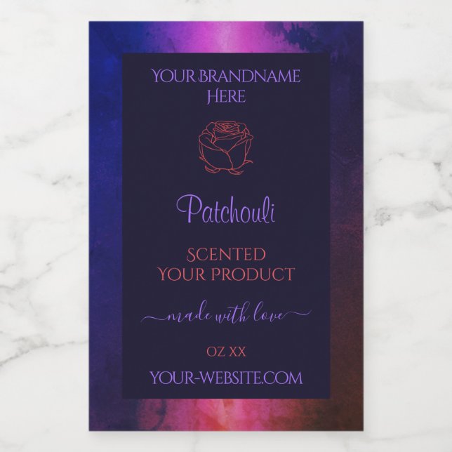 Marbre bleu rose violet Étiquette de produit Fleur (Étiquettes simples)