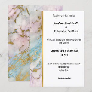 MARBRE CLASSIQUE PASTEL GOLD TRIM INVITATION