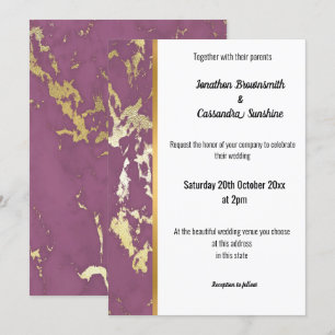 MARBRE CLASSIQUE PURPLE GOLD TRIM INVITATION