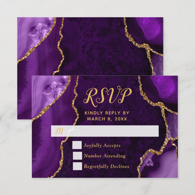 Marbre d'agate violet et or RSVP (Devant / Derrière)
