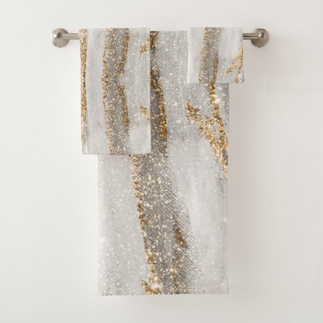 Marbre de luxe Gold Strokes blanc et gris (En situation)