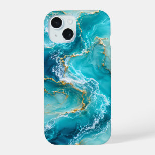 Marbre d'Océan Turquoise de Luxe avec Vagues de Fe
