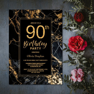 Marbre d'or noir 90e anniversaire Invitation de fê
