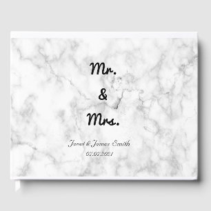 Marbre élégant Mr & Mrs Script Mariage Livre d'inv