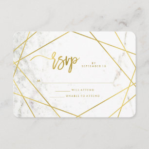 Marbre et Faux Gold Mariage géométrique RSVP