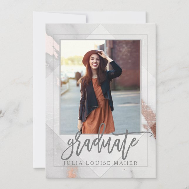 MARBRE ET OR ROSE faire-part DE DIPLÔME (Devant)