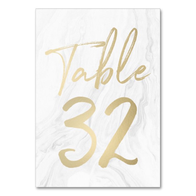 Marbre et or Script | Carte numéro de tableau 32 (Par défaut)
