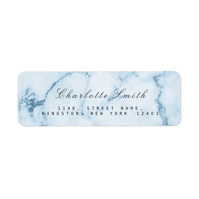 Marbre gris bleu aquatique Étiquettes d'adresse de (Devant)