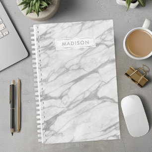 Marbre gris et blanc Nom personnalisé sur mesure