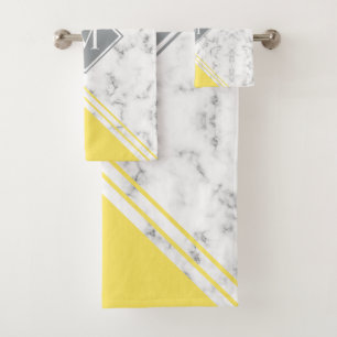 Marbre gris jaune monogramme moderne