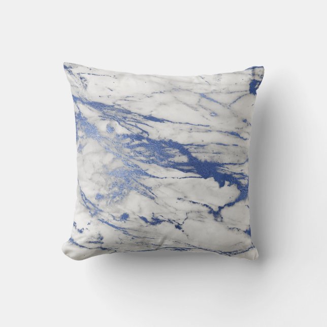 MARBRE INSPIRÉ BLANC BLEU COUSSIN (Recto)