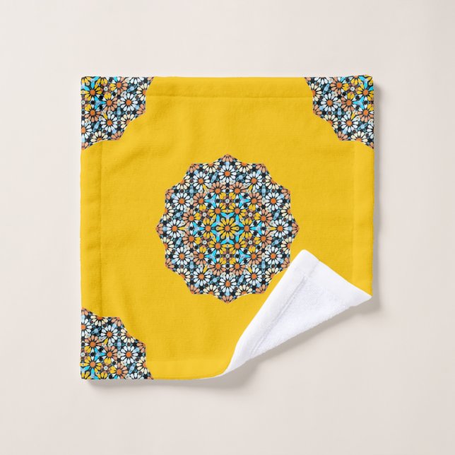 Marbre jaune et turquise Mosaïque marocaine (Gant de toilette)