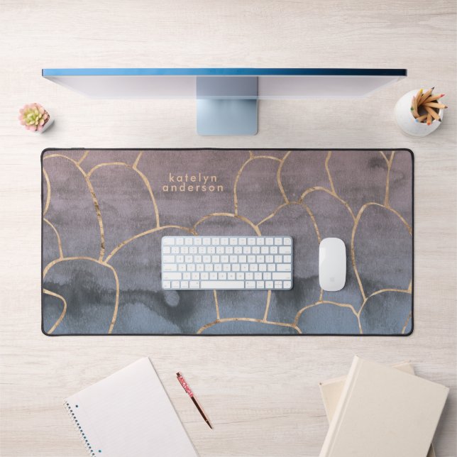 Marbre moderne Gold Gemstone Purple Home Office (Bureau 1)