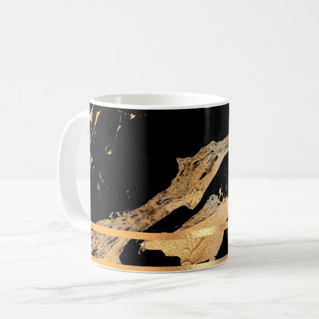 Marbre noir et Mug de café moulé à l'or (Devant gauche)