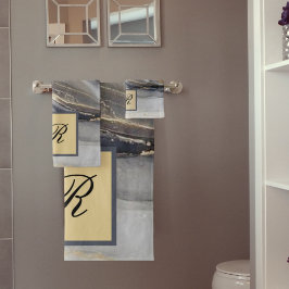 Marbre noir gris or Joli Monogramme élégant