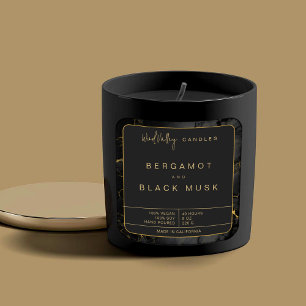 Marbre noir or élégant étiquette moderne chandelle