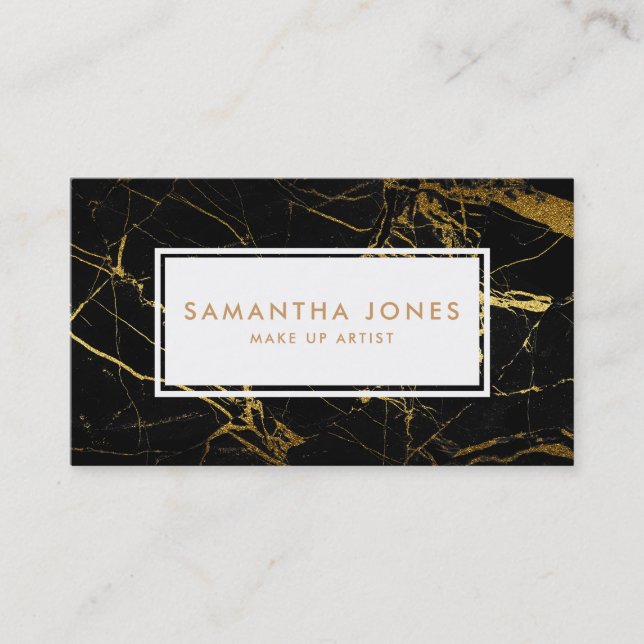 Marbre Noir Or Maquiller Artiste Carte de visite (Devant)