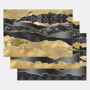 Marbre noir or parties scintillant élégant feuille