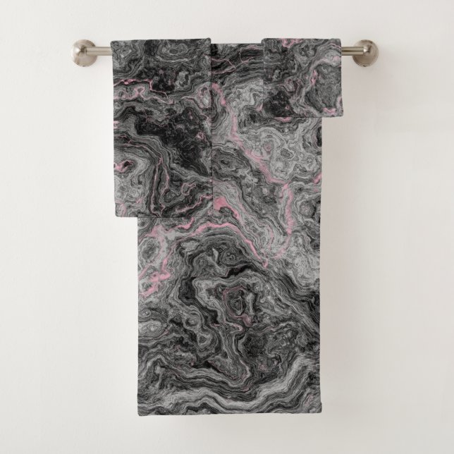 Marbre noir, rose et gris abstrait (En situation)