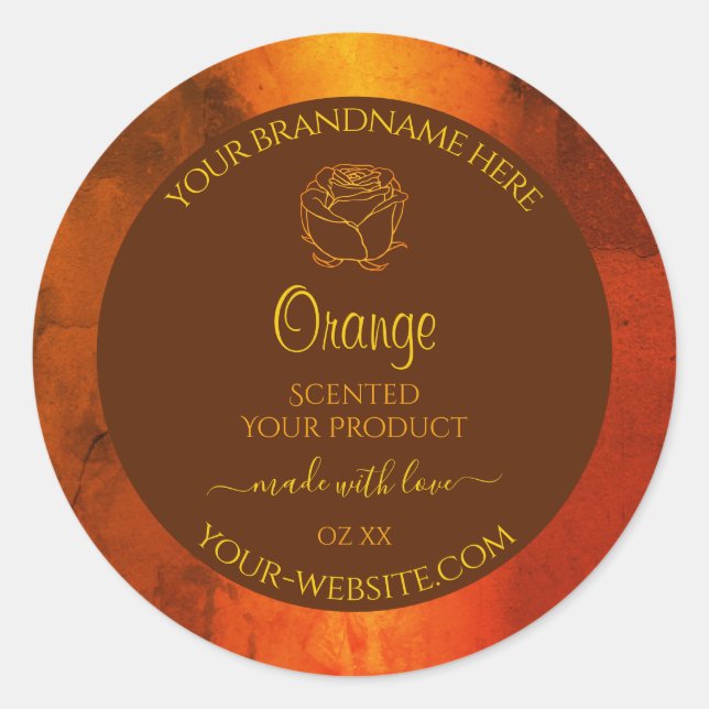 Marbre orange chatoyant Étiquette Rose (Devant)