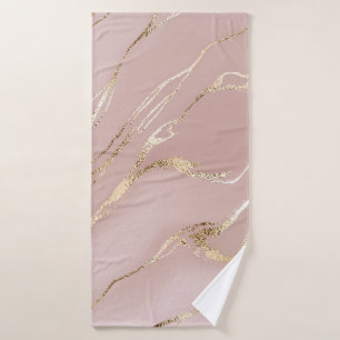 Marbre rose aux veines dorées