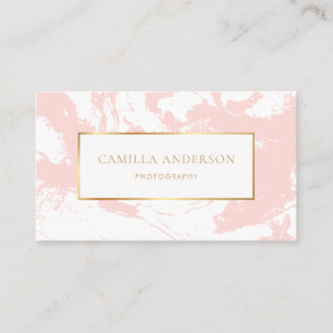 Marbre rose avec Carte de visite Faux Gold Foil