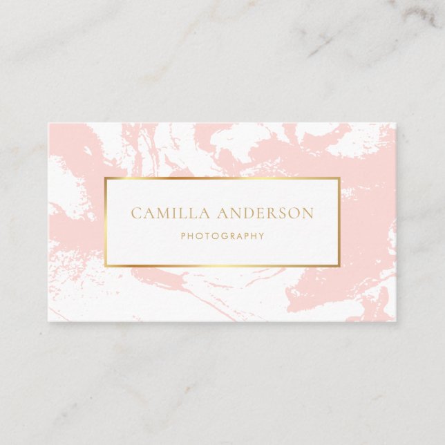 Marbre rose avec Carte de visite Faux Gold Foil (Devant)