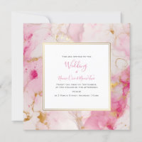 Marbre rose et or effet, faire-part de mariage