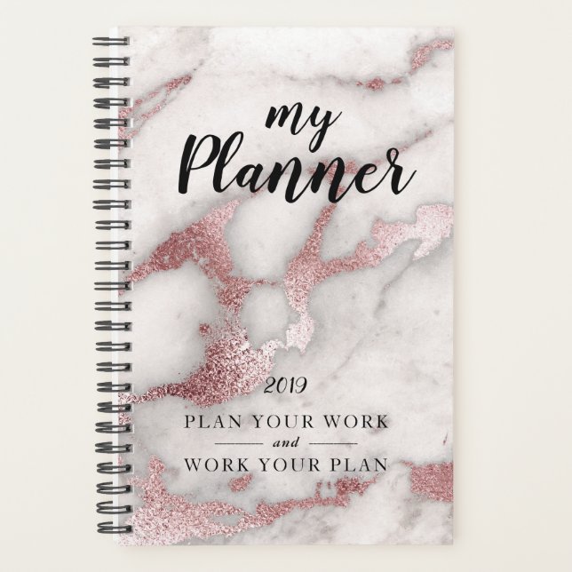 Marbre Rose Gold Glam Planner (Devant)