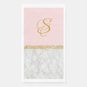 "Marbre rose" Serviette personnalisée en papier cl