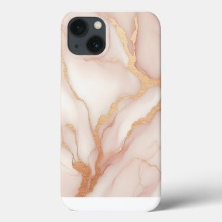 Marbre rose vif iPhone 13 Coque avec veines or