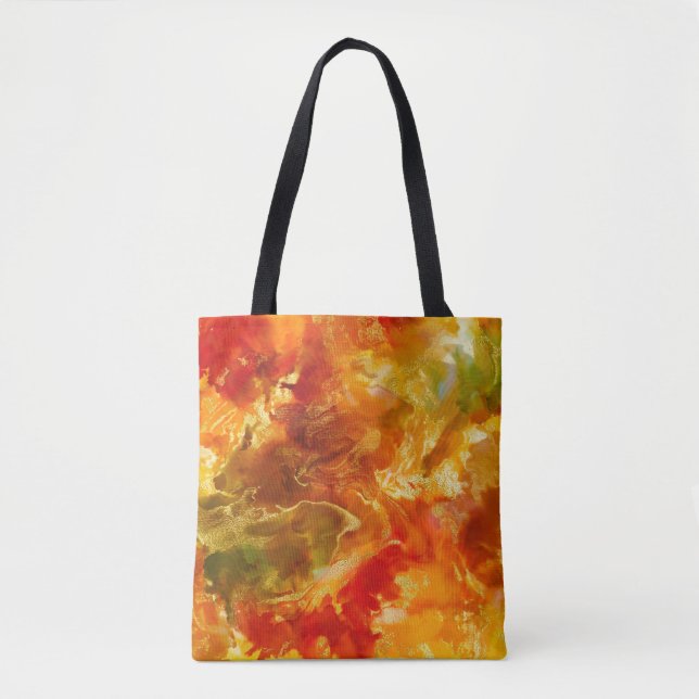 Marbre rouge, orange, or, encre imprimé sac fourre (Devant)