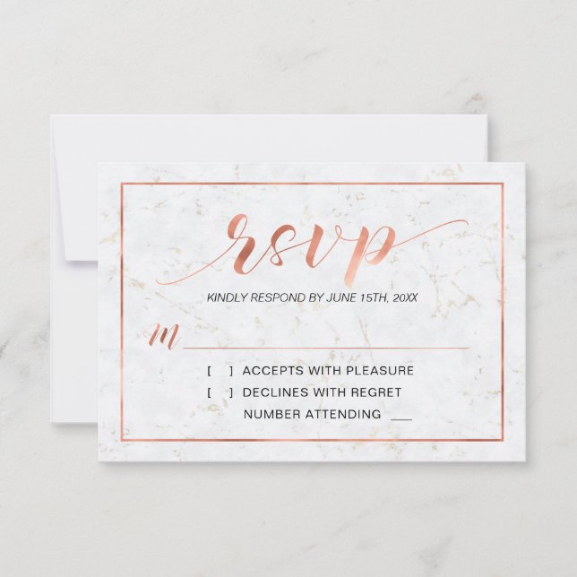 Marbre | Simple Typographie moderne RSVP Insertion (Devant)