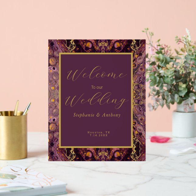Marbre Violet Et Or De Prune  (Mariage)