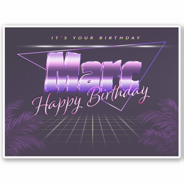 Marc Prénom lila retro Sticker (Devant)