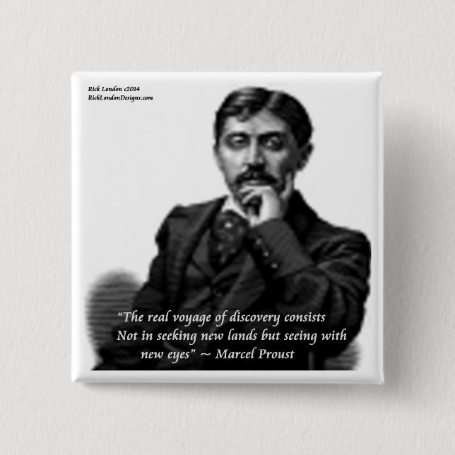 Marcel Proust & berühmtes Zitat Button (Vorderseite)