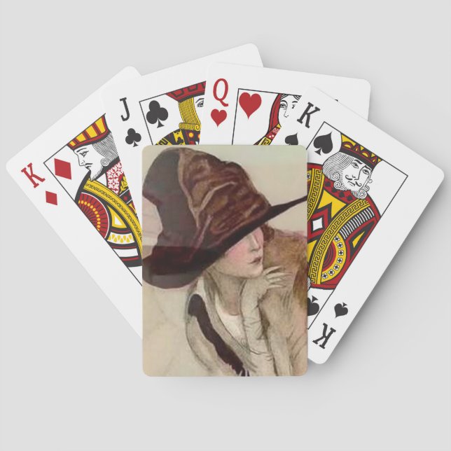 Marcello Dudovich Young Girls in Hats Illustration Spielkarten (Rückseite)