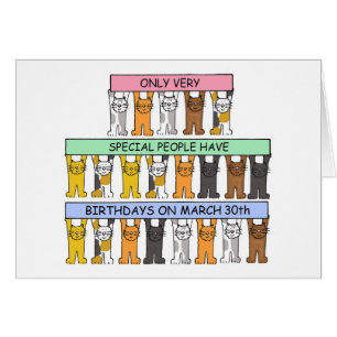 March 30th Birthday Cute Cartoon Cats