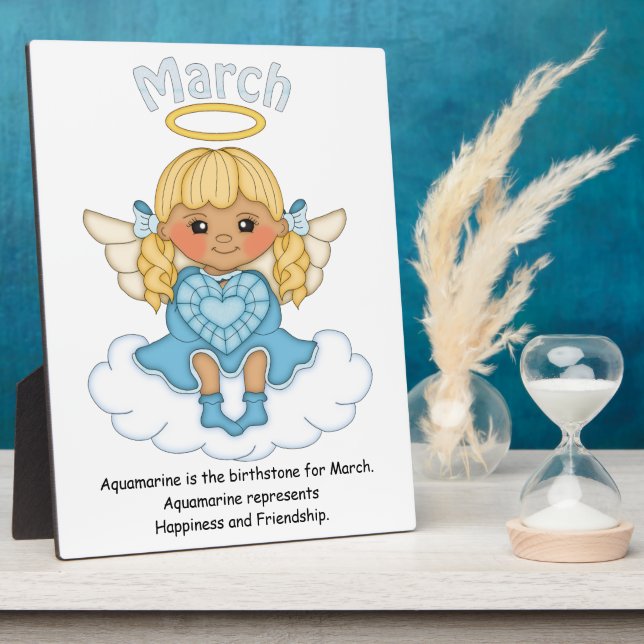 March Birthstone Angel Blonde Plaque (Côté)